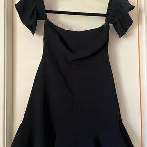 Likely Black Off-the-Shoulder Puff Sleeve Mini Dress